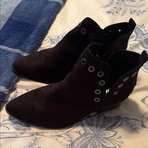 Soda Black Ankle Booties with Eyelet Detail